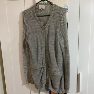 3.1 Philip Lim long sleeve open back gray cardigan zipper women’s sweater SMALL
